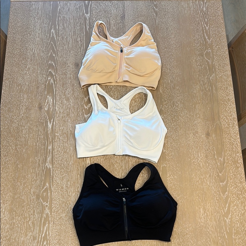 Zip front wireless racerback bra bundle